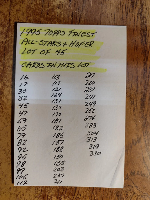 1995 TOPPS FINEST (LOT OF 45 HOFERS MURRAY-DAWSON-O SMITH-WINFIELD-PIAZZA-