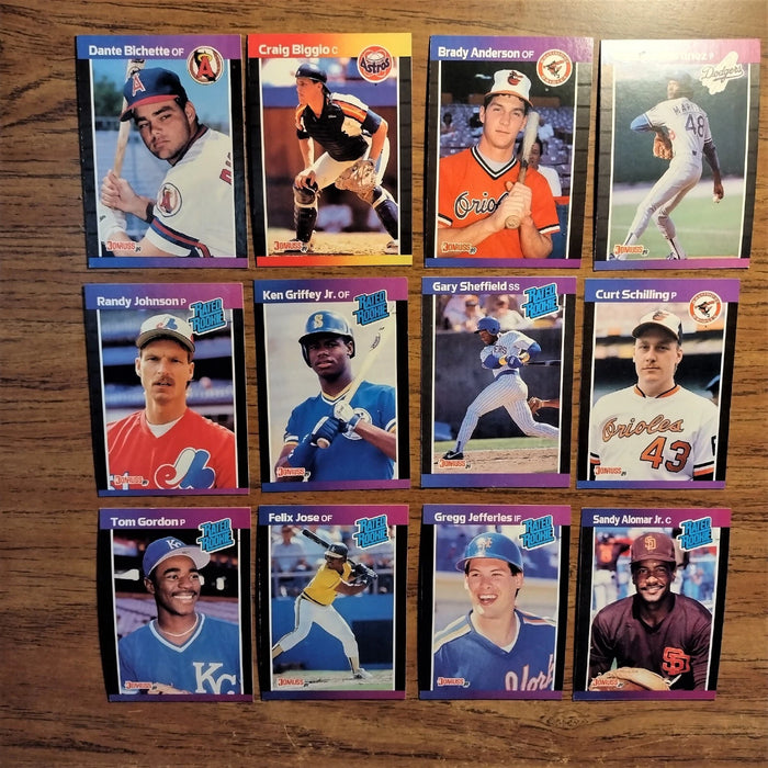 1989 DONRUSS "COMP SET" HOFERS GRIFFEY-JOHNSON-BIGGIO-SHEFFIELD-SCHILLING ALOMAR
