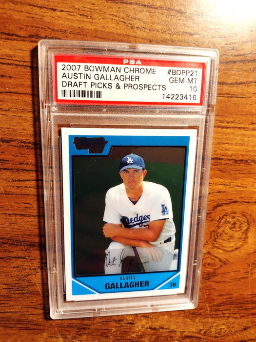 2007 BOWMAN CHROME DRAFT PROSPECTS #BDPP21 AUSTIN GALLAGHER "PSA 10 GEM MT"