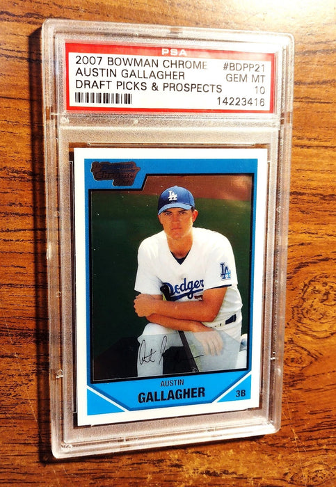 2007 BOWMAN CHROME DRAFT PROSPECTS #BDPP21 AUSTIN GALLAGHER "PSA 10 GEM MT"