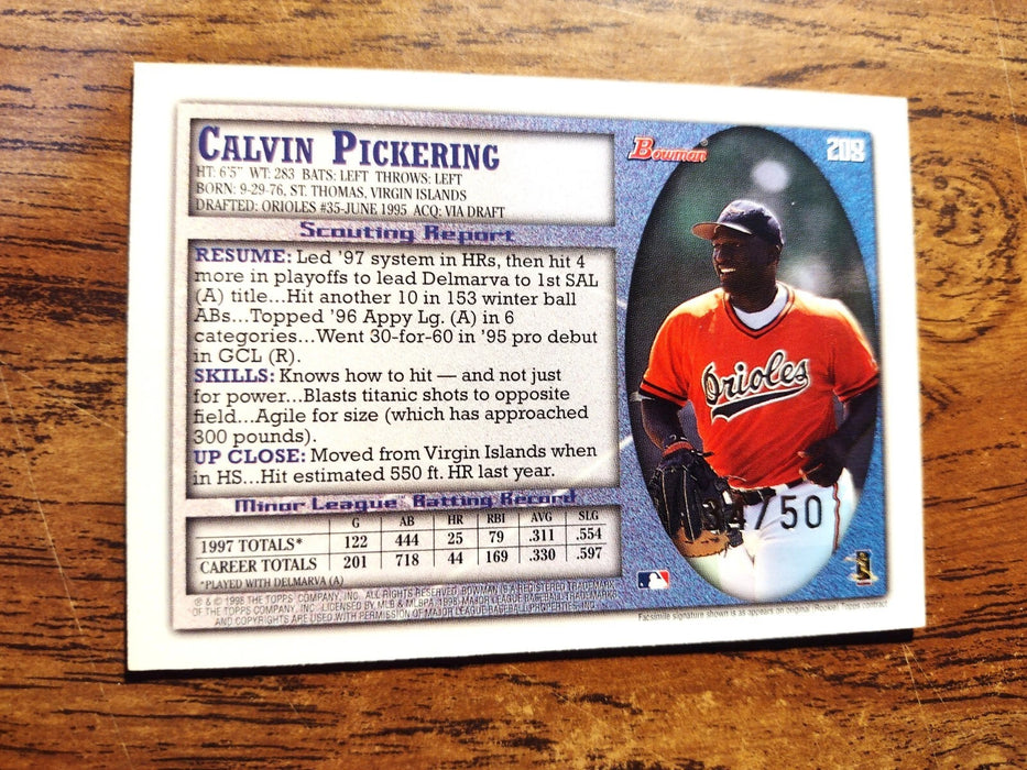 1998 BOWMAN #208 "GOLDEN ANNIVERSARY"CALVIN PICKERING "#34/50" INSERTED 1 IN 221