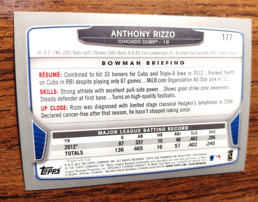 2013 BOWMAN BASE SET "SILVER ICE" PARALLEL #177 ANTHONY RIZZO NY YANKEES