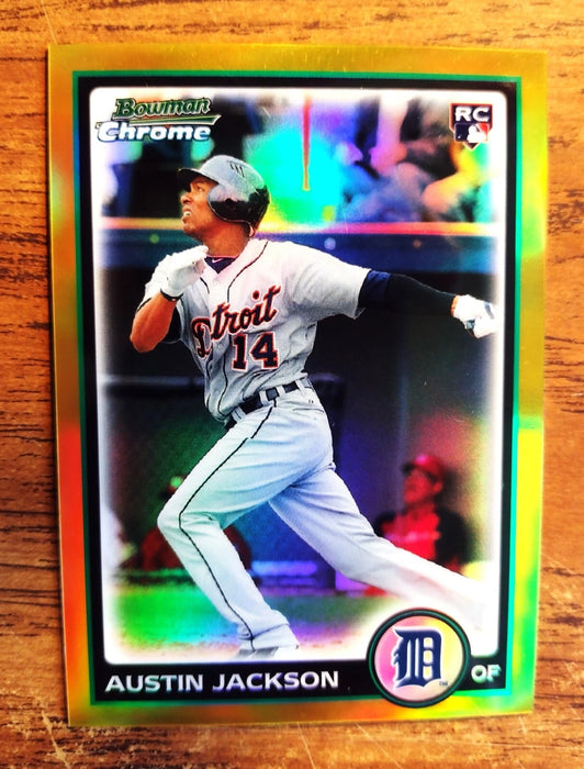2010 BOWMAN CHROME #BDP10 "GOLD REFRACTOR" (#ED 20/50) AUSTIN JACKSON TIGERS