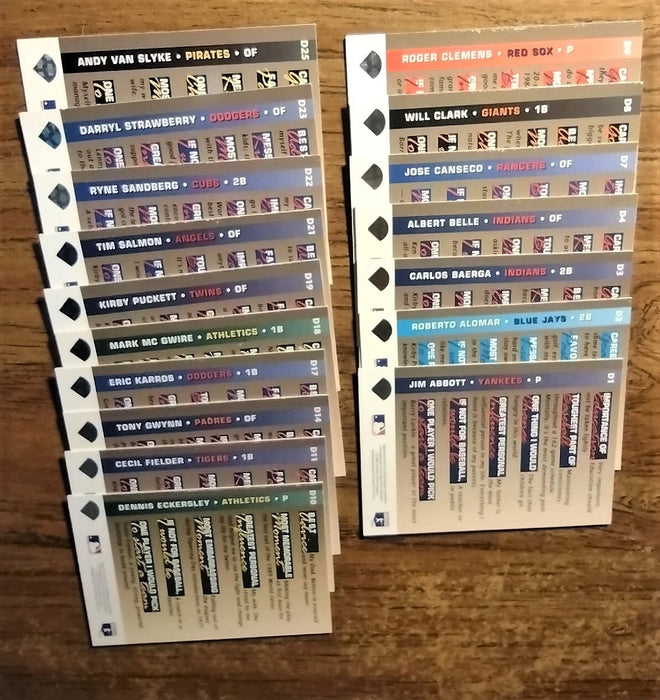 1993 UPPER DECK "ON DECK" NEAR SET 17/25 HOFERS PUCKETT SANDBERG GWYNN