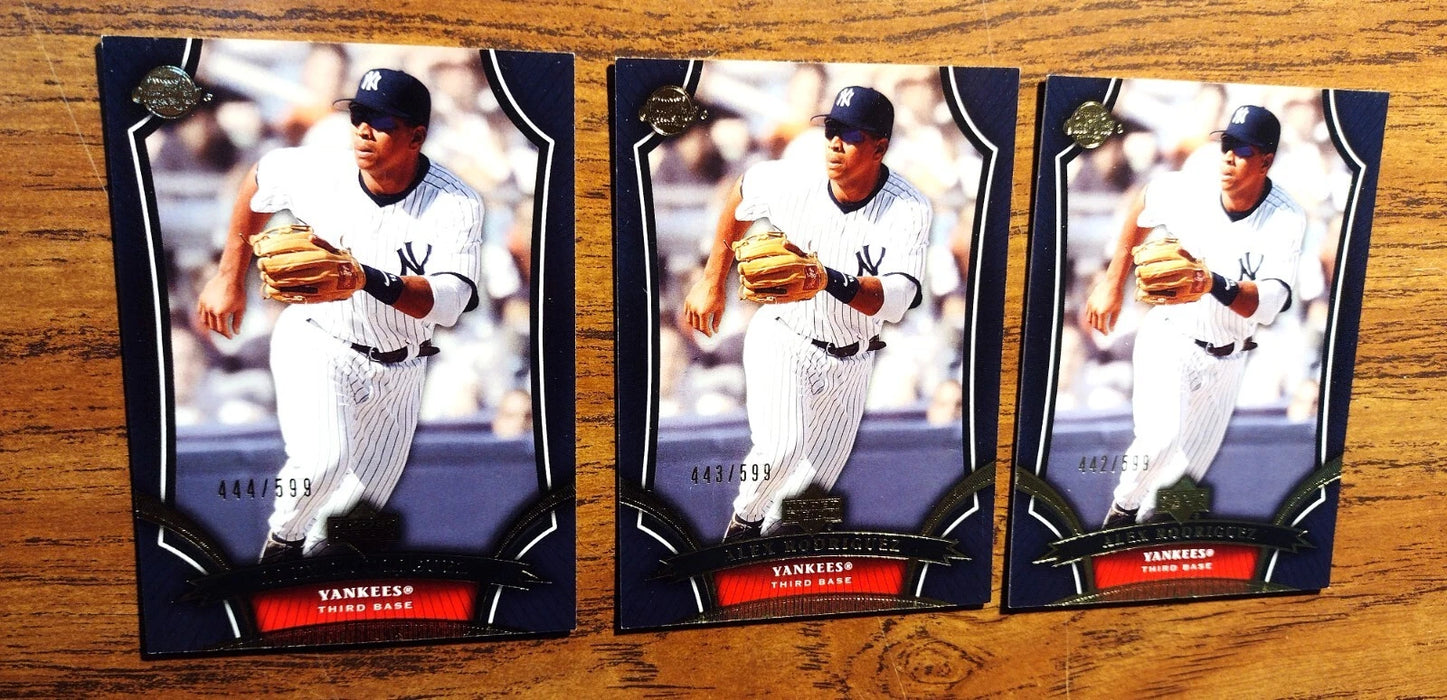 2005 SWEET SPOT (LOT OF 3) ALEX RODRIGUEEZ "GOLD #ED 442-443-444/599" PRINT RUN