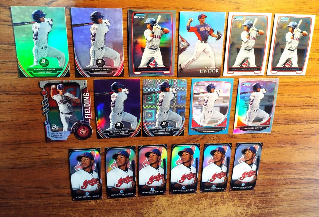 2012 14 BOWMAN (LOT OF 17) REFRACTORS RCS FRANCISCO LINDOR "#ED/500" BLUE PURPLE