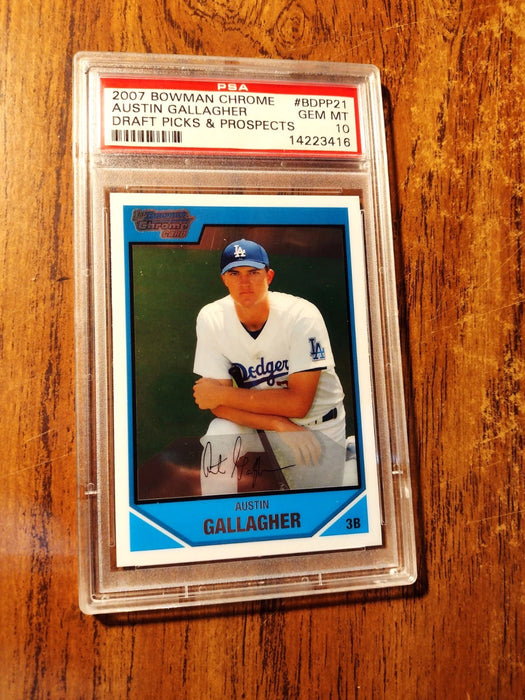 2007 BOWMAN CHROME DRAFT PROSPECTS #BDPP21 AUSTIN GALLAGHER "PSA 10 GEM MT"